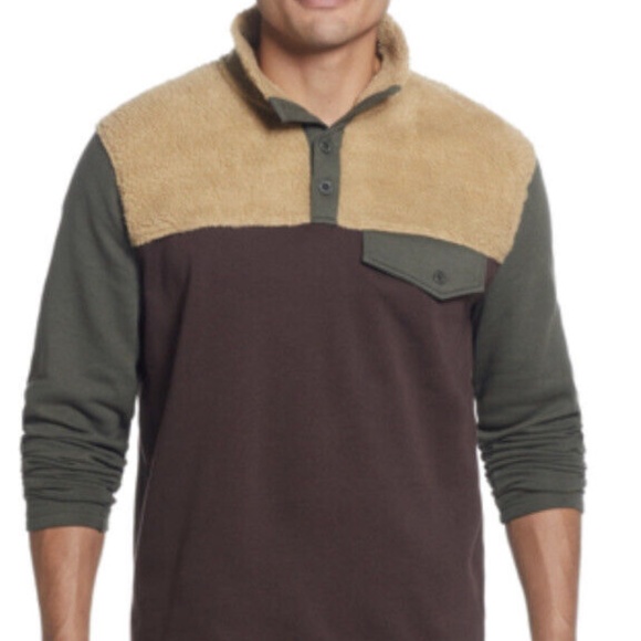Weatherproof Vintage Mens Knit and Sherpa Mixed Pullover Sweater Shirt Sz XL NEW - Picture 1 of 8